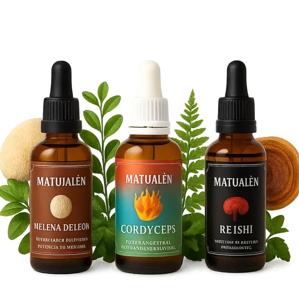 Combo Adaptógeno – Melena de León 50ml • Cordyceps 50ml • Reishi 50ml